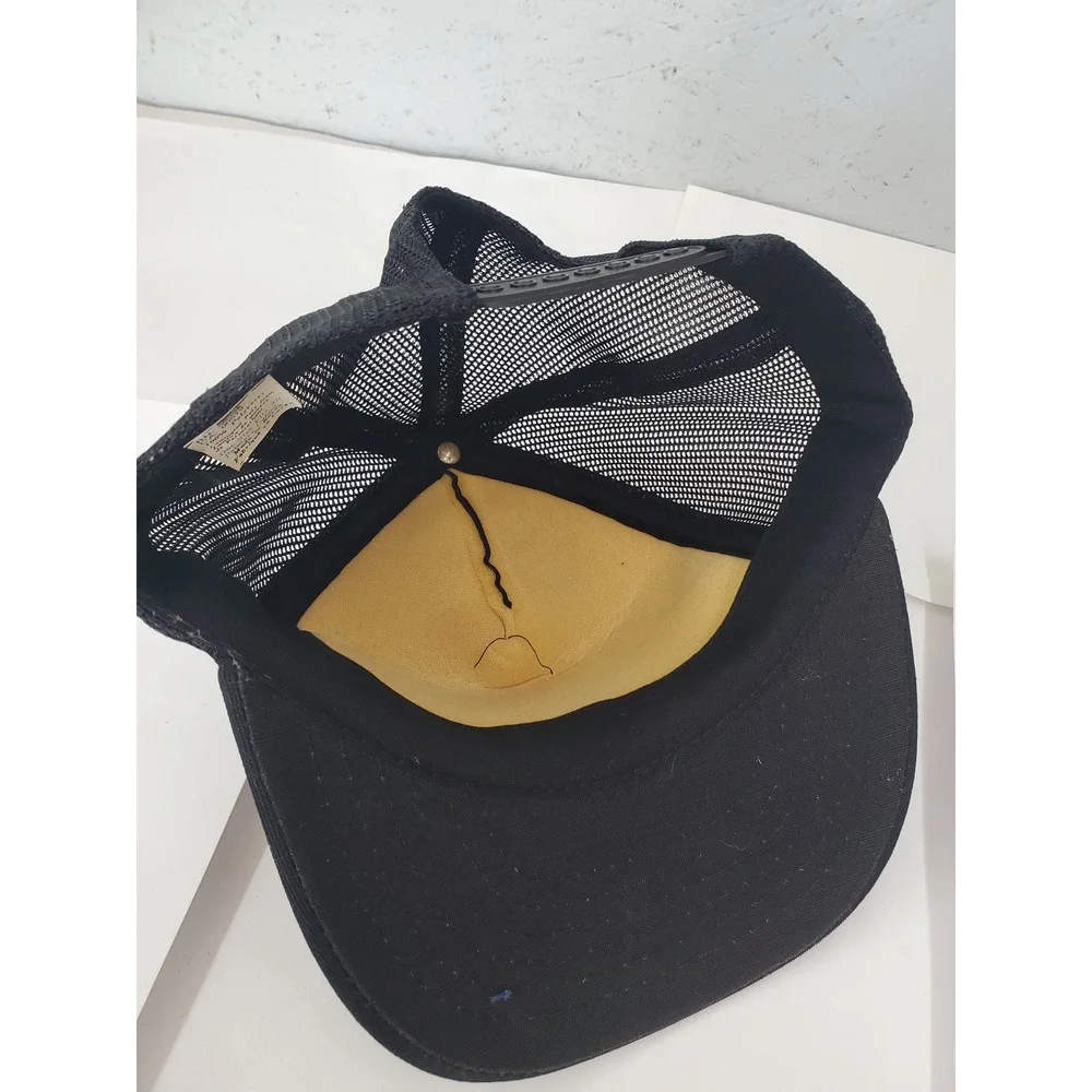 Vintage Cowboys Afton Oklahoma Trucker Hat Black Yellow Mesh Snapback Cap
